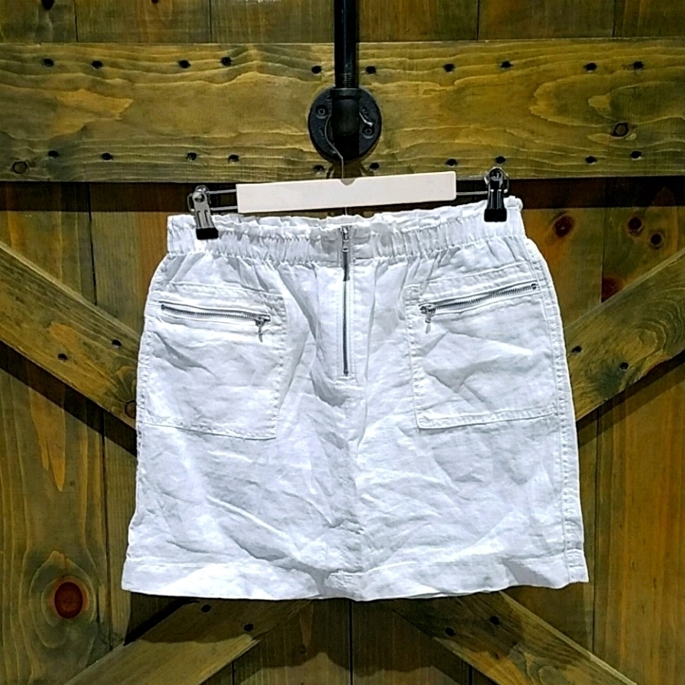 LOU AND GREY WHITE LINEN MINI SKIRT SIZE XS